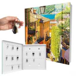 A Colorful Town Wall Mounted Key Cabinet, Yellow Industrial Box, Photographic Cities, For Lovers Of Travel & Picturesque Places - thumbnail 2