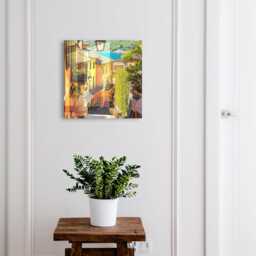 A Colorful Town Wall Mounted Key Cabinet, Yellow Industrial Box, Photographic Cities, For Lovers Of Travel & Picturesque Places