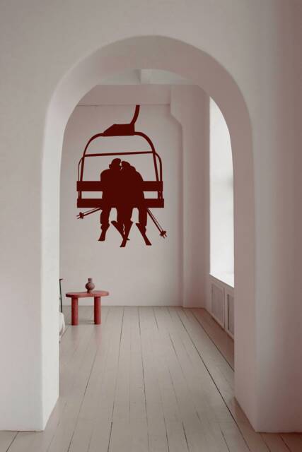 Ski Lift Wall Art, Decor, Couples Gifts, Chair Decal, Skier Skiing Decals - image 1