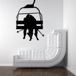 Ski Lift Wall Art, Decor, Couples Gifts, Chair Decal, Skier Skiing Decals - thumbnail 3