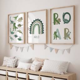 Dinosaur Prints, Nursery Prints, Nursery Decor, Boys Bedroom Decor, Dinosaur Decor, Wall Art, Playroom Prints, Dinosaur - thumbnail 2