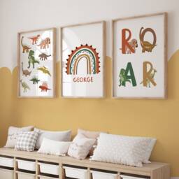Dinosaur Prints, Nursery Prints, Nursery Decor, Boys Bedroom Decor, Dinosaur Decor, Wall Art, Playroom Prints, Dinosaur - thumbnail 3