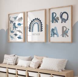 Dinosaur Prints, Nursery Prints, Nursery Decor, Boys Bedroom Decor, Dinosaur Decor, Wall Art, Playroom Prints, Dinosaur - thumbnail 1