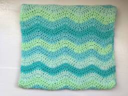 Throw Pillow, Vegan Cushion Cover Hand Crochet, Soft Green, Turquoise Blue Textured By Spinningstreak - thumbnail 1