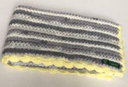 Grey & White Baby Blanket With Yellow Border
