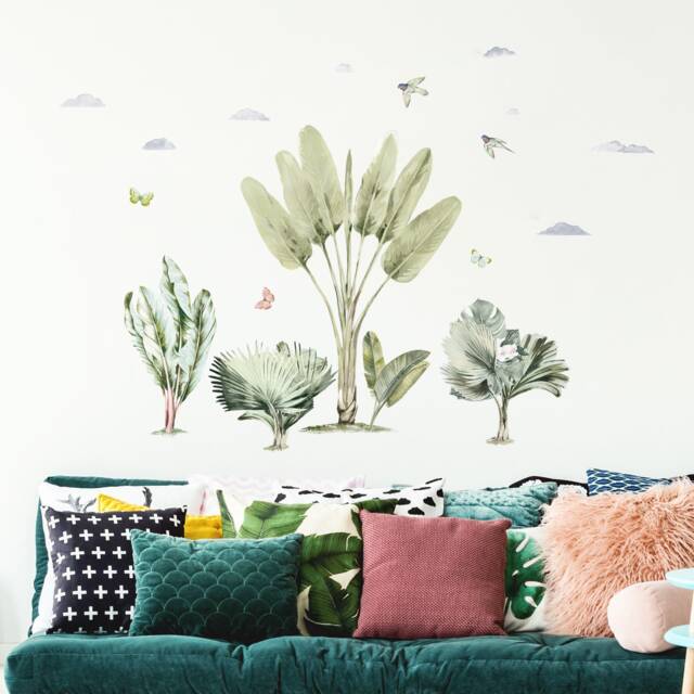 Jungle Plants - Watercolour Wall Decals, Plastic-Free Kids Room Wall Stickers - image 1