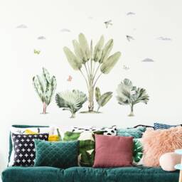 Jungle Plants - Watercolour Wall Decals, Plastic-Free Kids Room Wall Stickers - thumbnail 1