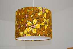 African Wax Fabric Lampshade Mustard Flower Retro, Table Lamp, Pendant Light, Yellow Fabric, Lighting - thumbnail 1