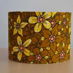 African Wax Fabric Lampshade Mustard Flower Retro, Table Lamp, Pendant Light, Yellow Fabric, Lighting - thumbnail 2