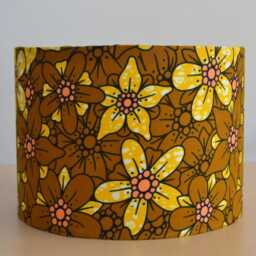 African Wax Fabric Lampshade Mustard Flower Retro, Table Lamp, Pendant Light, Yellow Fabric, Lighting - thumbnail 3