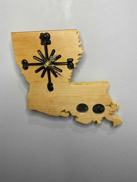 Louisiana Handmade State Quarter Clock With Inlaid Quarters. Choice Of Wood. Customizable - image 1