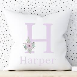 Lilac Nursery Decor, Girls Personalised Cushion, Floral Pillow, Flower Theme Nursery, Violet Baby Girl Purple - thumbnail 2