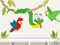 "Wall Sticker ""Snake On Liana With Parrots" - thumbnail 1