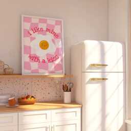 I Like Mine With A Kiss Art Print - Breakfast Eggs Fried Egg Sunny Side Up Kitchen Wall Decor Home - thumbnail 2