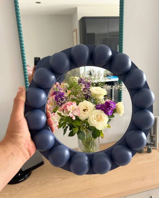 Handmade Bobbin Mirror Chunky Round Wood Frame, Farrow & Ball Colors - image 1