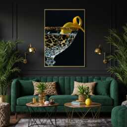 Leopard Print Martini Wall Art - Glam Cocktail Bar Maximalist Lounge Decor Bold Chic Home Artwork Sophisticated Gift - thumbnail 1