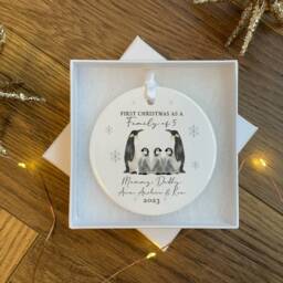 Personalised First Christmas As A Family Of 3 Bauble - Ornament Baby Xmas Tree Decoration - thumbnail 3
