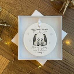 Personalised First Christmas As A Family Of 3 Bauble - Ornament Baby Xmas Tree Decoration - thumbnail 2