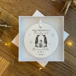 Personalised First Christmas As A Family Of 3 Bauble - Ornament Baby Xmas Tree Decoration - thumbnail 1
