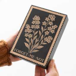 Forget Me Not Floral Wall Art - Engraved Wood Lithograph Style Nature Illustration, Flower Painting Mothers Gift, Vintage Alaska Stamp - thumbnail 2