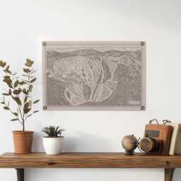 Silver Star Bc Mountain Map Felt Poster Banner - Vintage Ski Snowboard Mountain Wall Art Gift. Flag Pennant Home Decor. Usa Handmade - thumbnail 1