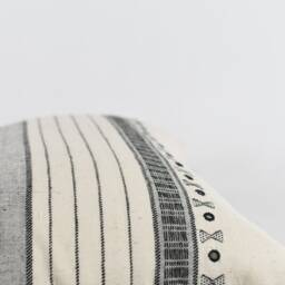 Woven Cotton Pillow Cover Black Mirror Work, Modern Farmhouse Decor - thumbnail 2