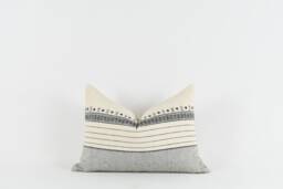 Woven Cotton Pillow Cover Black Mirror Work, Modern Farmhouse Decor - thumbnail 1