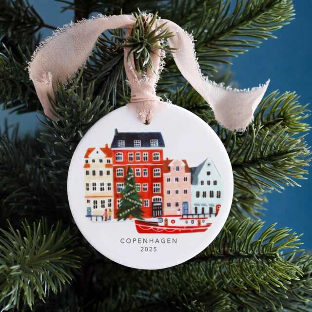 Personalized Copenhagen Christmas Ornament, Ceramic Tree Decorations, Travel Gift, Christmas, Gift For Her - image 1