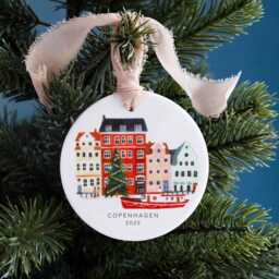 Personalized Copenhagen Christmas Ornament, Ceramic Tree Decorations, Travel Gift, Christmas, Gift For Her - thumbnail 1