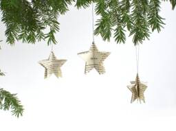 star Christmas Tree Ornament Made Of Vintage Paper By Renna Deluxe - thumbnail 1