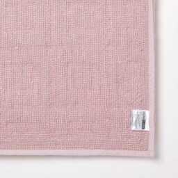 Tufted Tile Bath Mat Cotton Blend 50x80 cm, Super Absorbent & Non-Slip, Geometric Square Design in Cream & Blush Pink - thumbnail 4