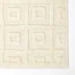 Tufted Tile Bath Mat Cotton Blend 50x80 cm, Super Absorbent & Non-Slip, Geometric Square Design in Cream & Blush Pink - thumbnail 3