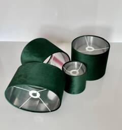 New Luxury Velvet Bottle Green Lamp Shade & Pendant Light With Silver Panels Lining - thumbnail 1