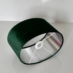 New Luxury Velvet Bottle Green Lamp Shade & Pendant Light With Silver Panels Lining - thumbnail 3