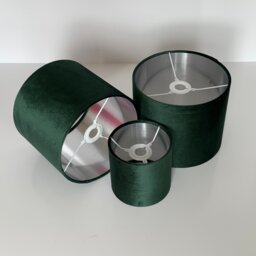 New Luxury Velvet Bottle Green Lamp Shade & Pendant Light With Silver Panels Lining - thumbnail 2