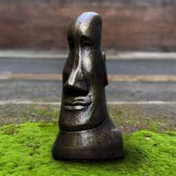 Stone Moai Sculpture Easter Island Head Statue Concrete Polynesian Art Figurine Cement Ancient Style Ornament Outdoor Tribal Yard Decoration - thumbnail 2