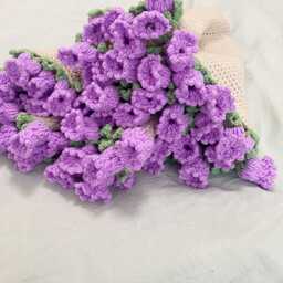 Custom Crochet Lily Of The Valley Bouquet Blanket, Embroidered Name, Teacher's Day Gift - thumbnail 4