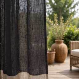 Black Linen Curtains, Organic Window Drapes, Custom Panels, Rustic Farmhouse Decor - thumbnail 3