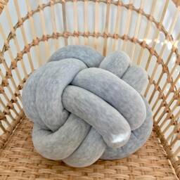 Light Grey Ball Knot Cushion, Scandinavian Reversible Knot Pillow 2In1 - thumbnail 3