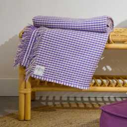 150x150cm Throw - Handmade in France Tartan Checkered Woven Cotton - thumbnail 2