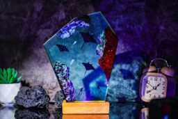 Manta Rays Ocean Resin Lamp, Deep Sea Night Light With & Divers, Underwater Epoxy Light, Nature Lamp For Bedroom, Gift Lovers - thumbnail 1