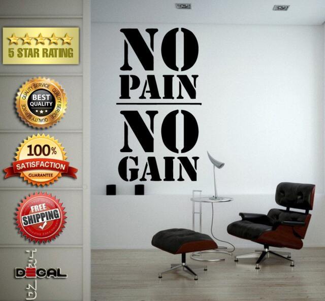 No Pain Gain Lifting Weights Training Gym Athletics Body Building Physical Education Gymnasium Wall Vinyl Sticker Mural Room Decor L1788 - image 1