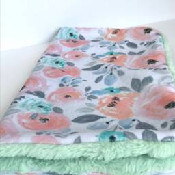 Flower Lovey, Security Blanket, Blankie, Minky Baby New Gift, Gender Nuetral Gift - thumbnail 3