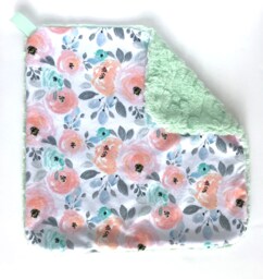 Flower Lovey, Security Blanket, Blankie, Minky Baby New Gift, Gender Nuetral Gift - thumbnail 1
