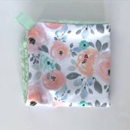 Flower Lovey, Security Blanket, Blankie, Minky Baby New Gift, Gender Nuetral Gift - thumbnail 4