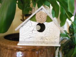 Bird House Night Light, Nursery Lamp, Room Painted Shabby Chic - thumbnail 1