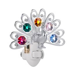 24K Gold Plated Peacock Handcrafted Luxury Night Light Decorated Swarovski Crystals Bedroom Bathroom Kids Room Kitchen Gift Premium Decor