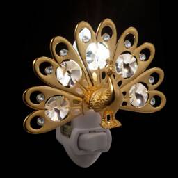 24K Gold Plated Peacock Handcrafted Luxury Night Light Decorated Swarovski Crystals Bedroom Bathroom Kids Room Kitchen Gift Premium Decor - thumbnail 3