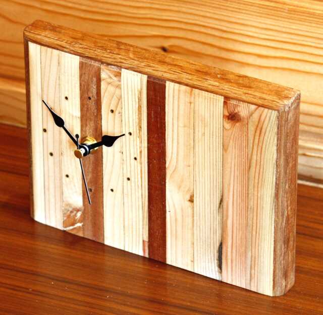 Natural Wood Mantel Clock - 20cm Handmade Farmhouse Country Chic Gift Off The Wall Clocks - image 1