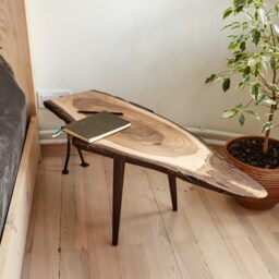 The Wood Coffee Table , Live Edge Coffee Table, Rustic Mid-Century Unique Linden Slab, Round - thumbnail 2